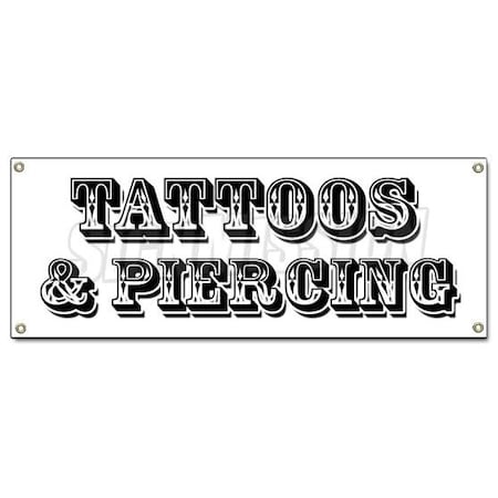 TATTOOS & PIERCING BANNER SIGN Parlor Artwork Artist Pierce Studio Ink